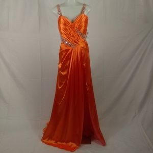 Lafee Dress Gown Orange Size 8 Prom/Evening